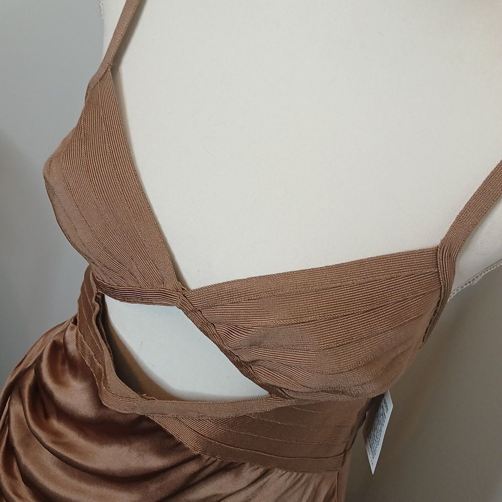 NWT Herve Leger Draped Silk Cut Out Mini Dress Size 8 - Picture 5 of 11